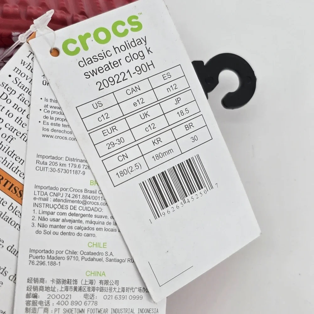 Crocs Classic‎ Clog - Seasonal Graphic 209221-90H Size C12 Holiday Sweater